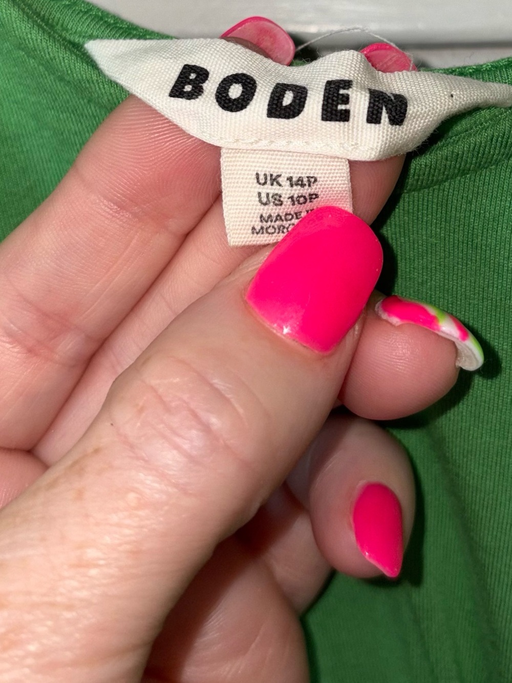 Boden Green Jersey Midi Dress 10P Faux Wrap Stretch Petite Wedding Guest - Picture 4 of 5